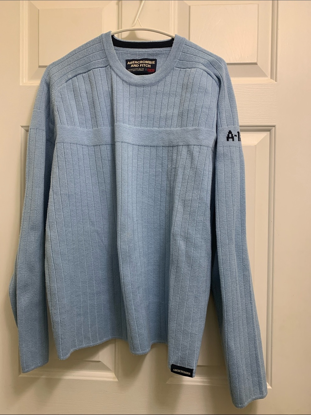 Abercrombie & Fitch Light Blue Ribbed Crewneck Sweater